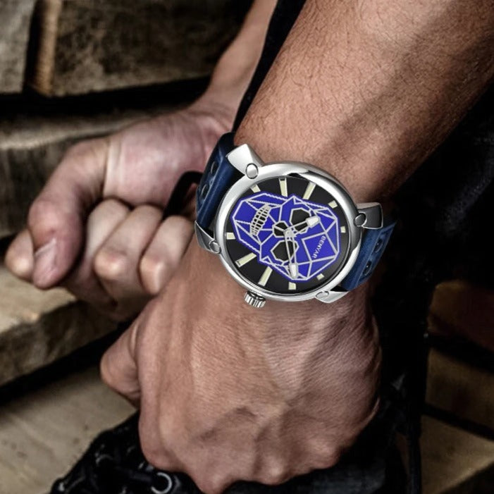 Skull Watch Dead Head blue color
