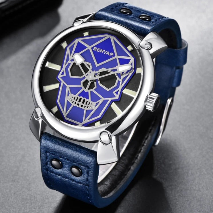 Skull Watch Dead Head blue