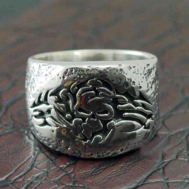 925 Silver Biker Ring | Skull Action