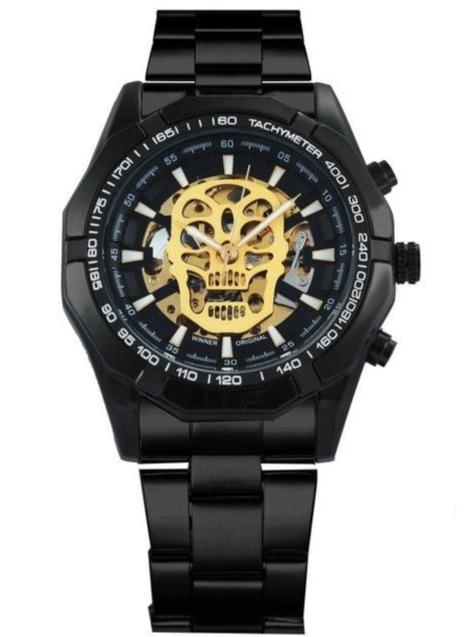automatic skull watch black