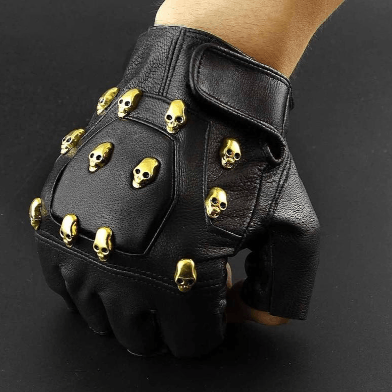 Black Leather Skull Gloves | Skull Action