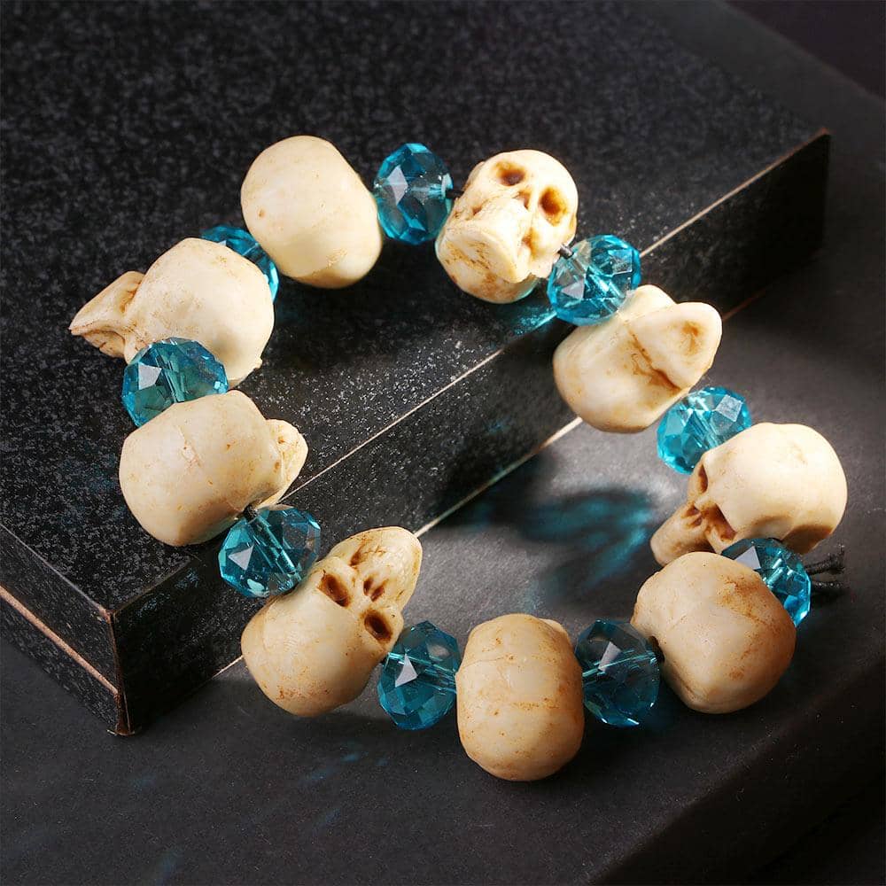 Blue Agate Skull Bracelet | Skull Action