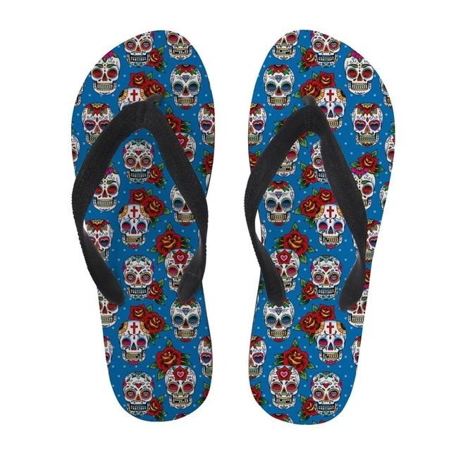 Blue Skull Flip Flops