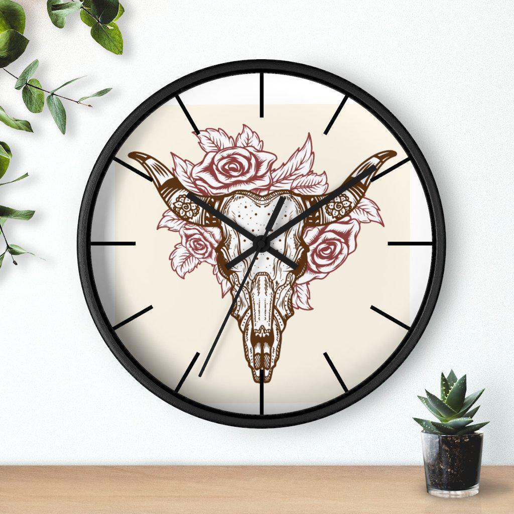 bull-skull-clock