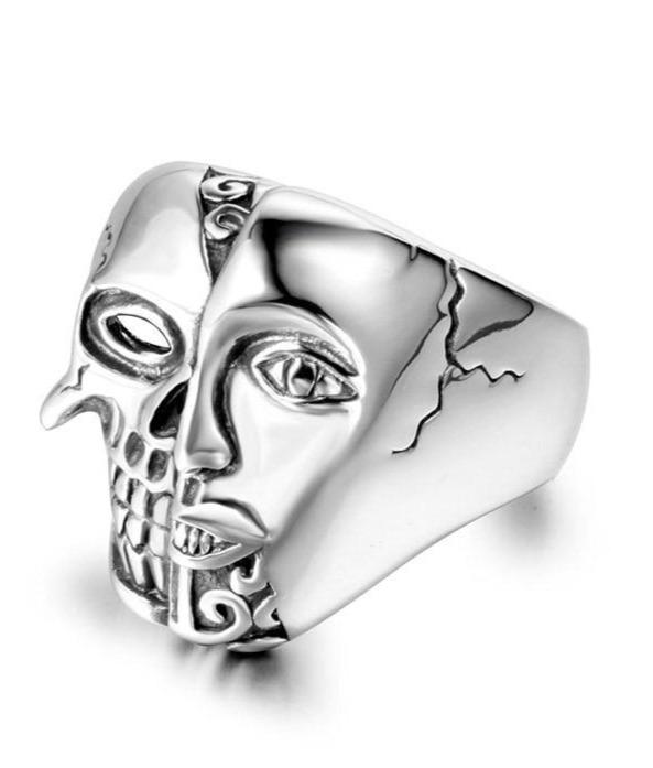 double face skull ring