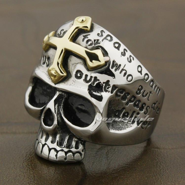 Golden Cross Skull Ring | Skull Action