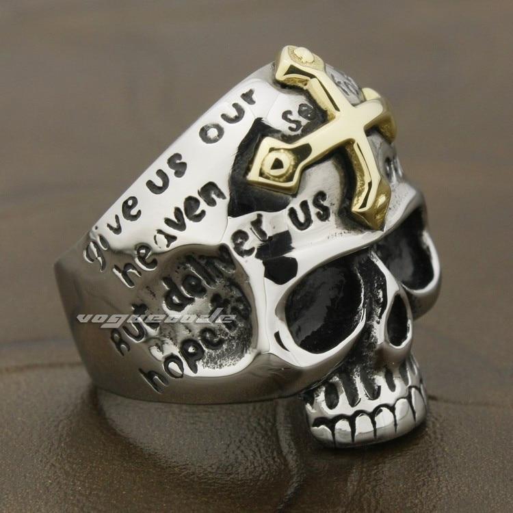Golden Cross Skull Ring | Skull Action