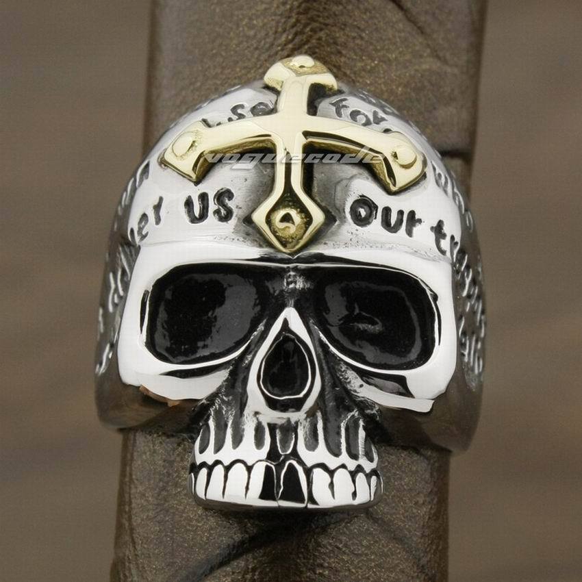 Golden Cross Skull Ring | Skull Action