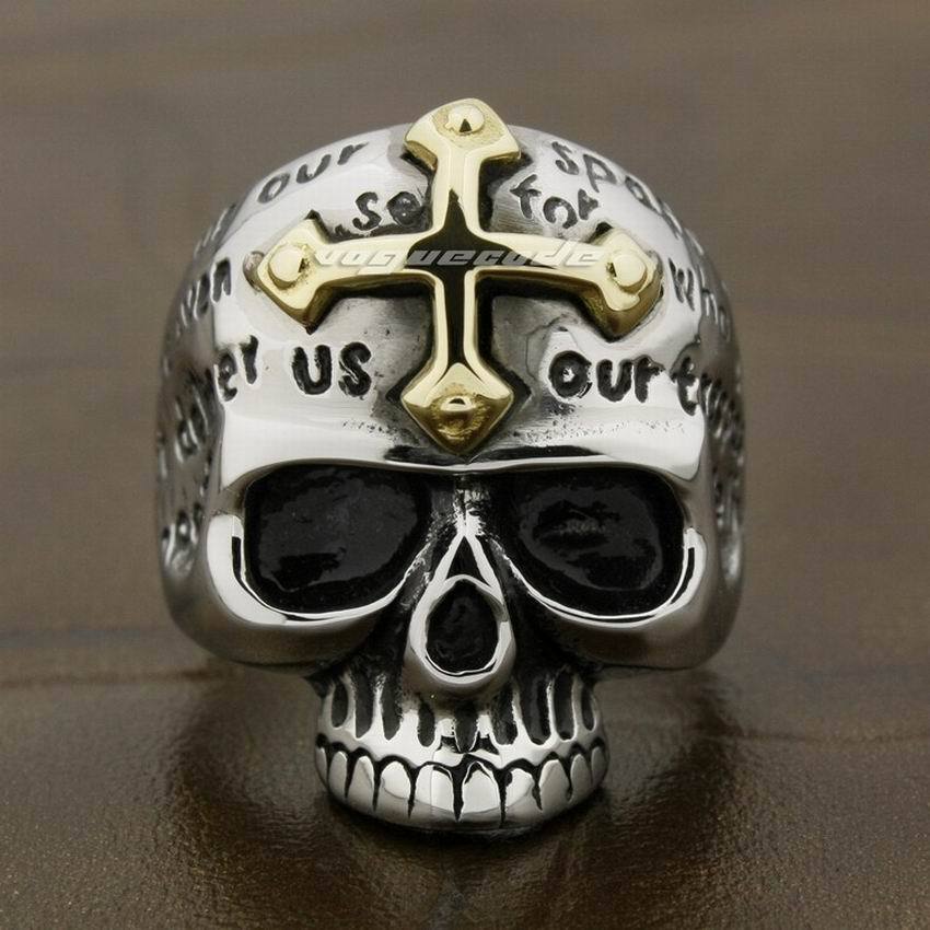 Golden Cross Skull Ring | Skull Action