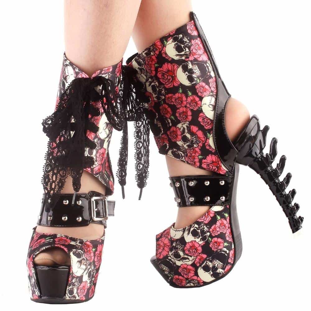 Gothic High Heels Boots | Skull Action
