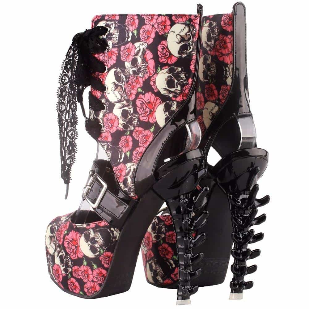 Gothic High Heels Boots | Skull Action