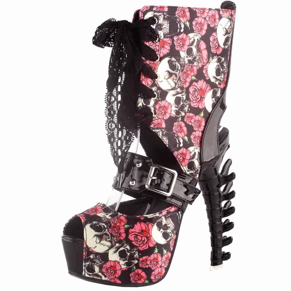 Gothic High Heels Boots | Skull Action