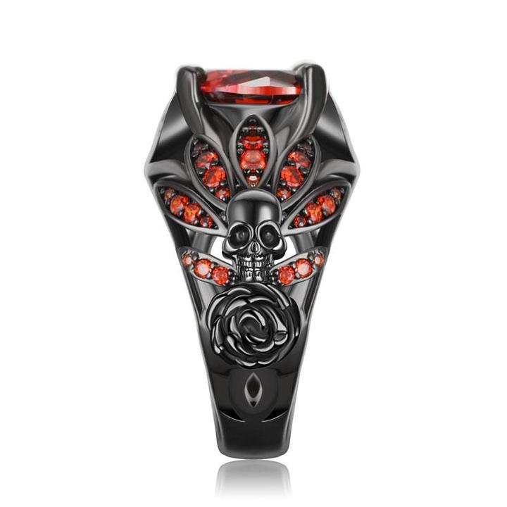 Gothic Ruby Ring | Skull Ring