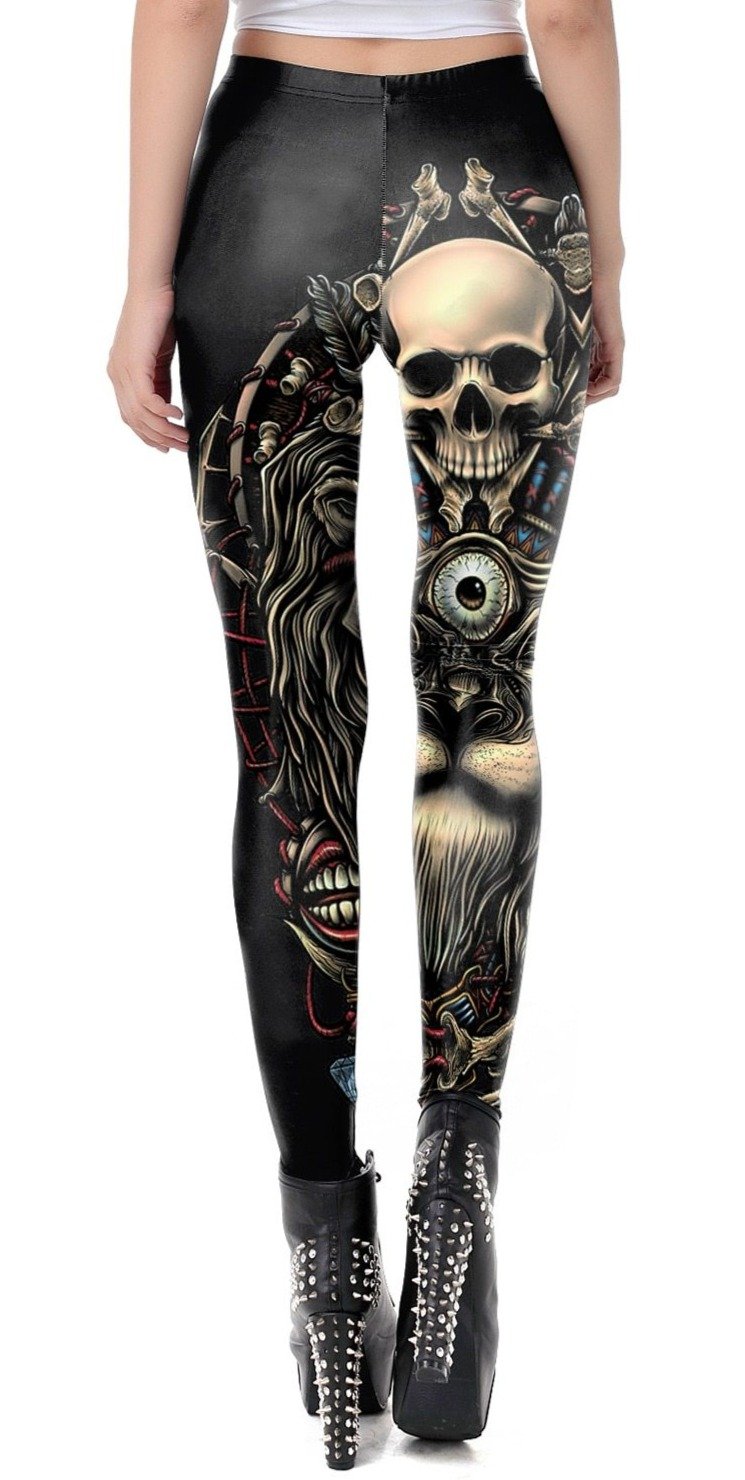 gothic skull leggings lion