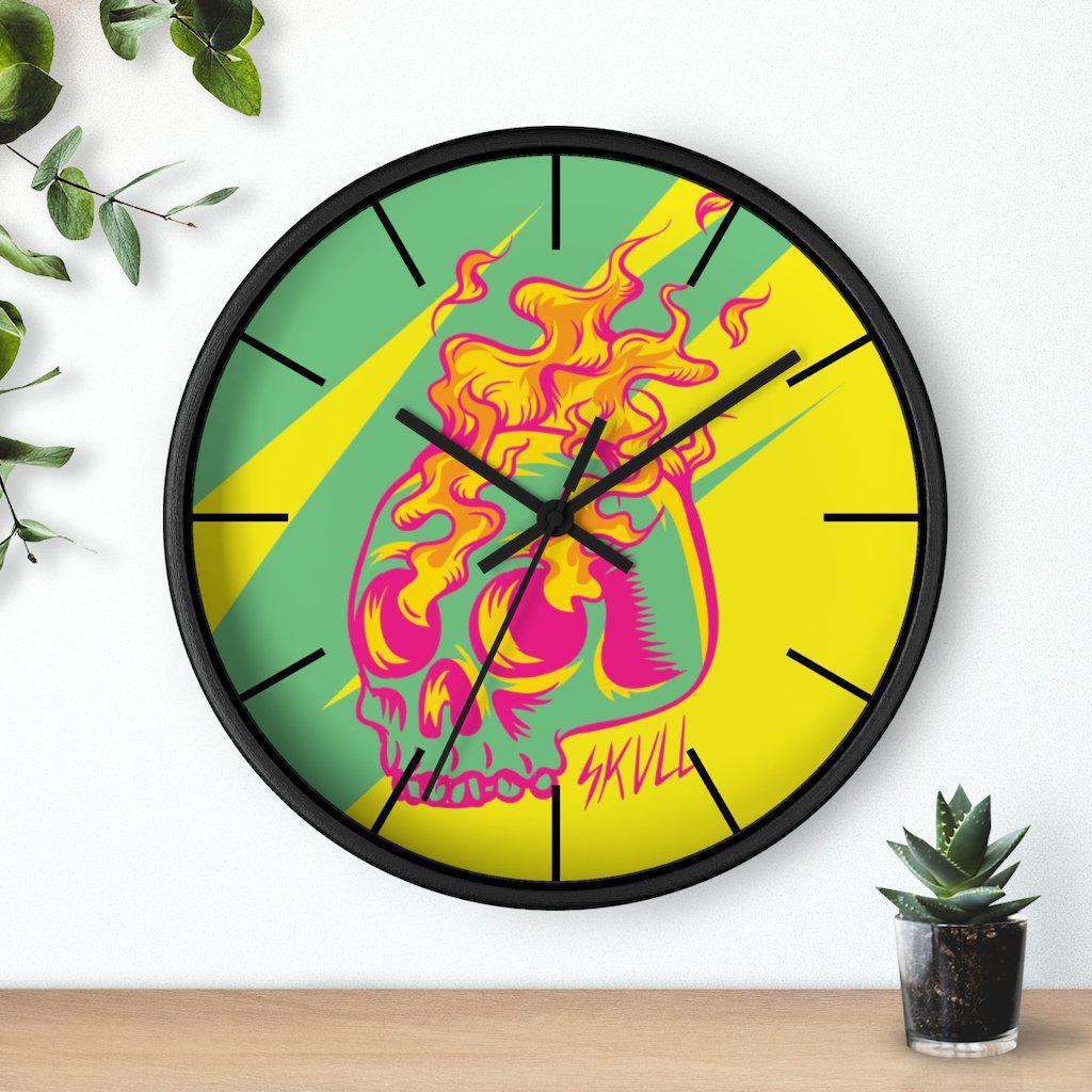 green-skull-clock