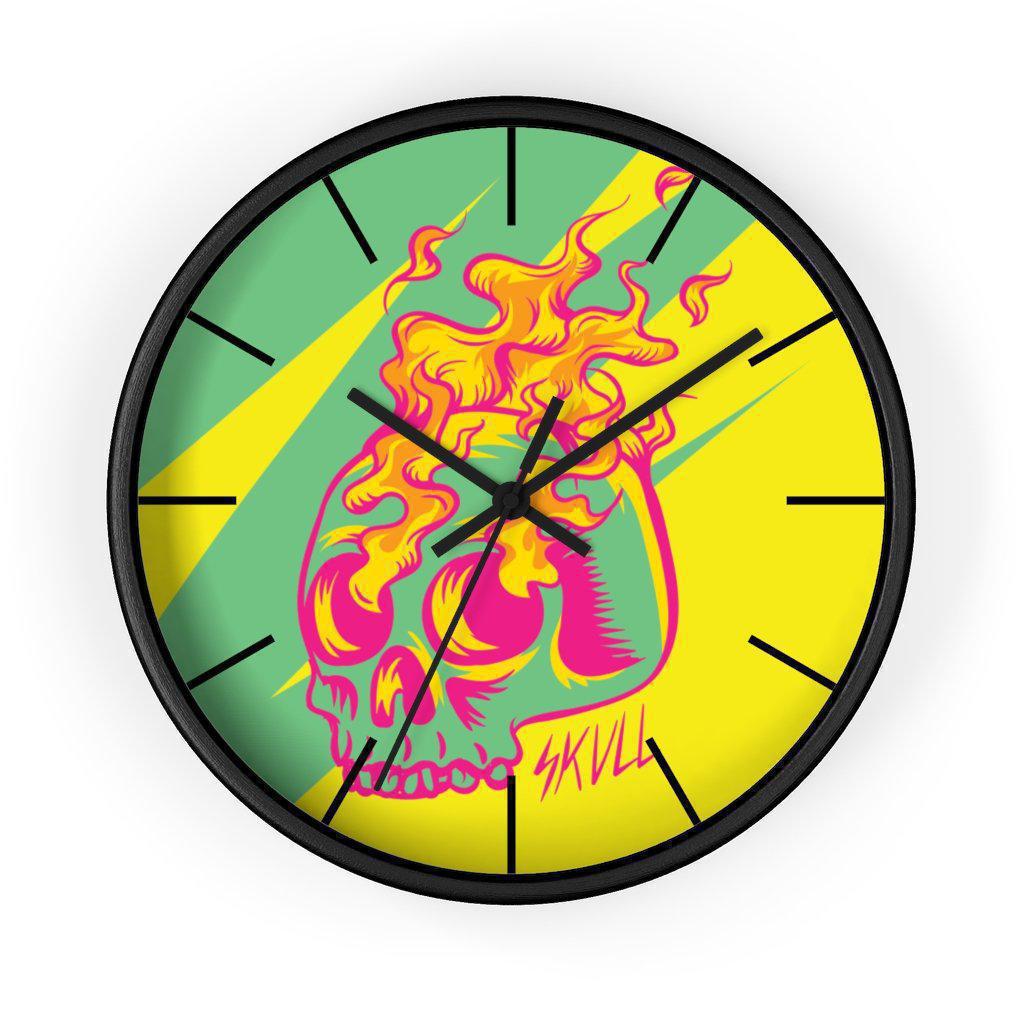 green-skull-wall-clock