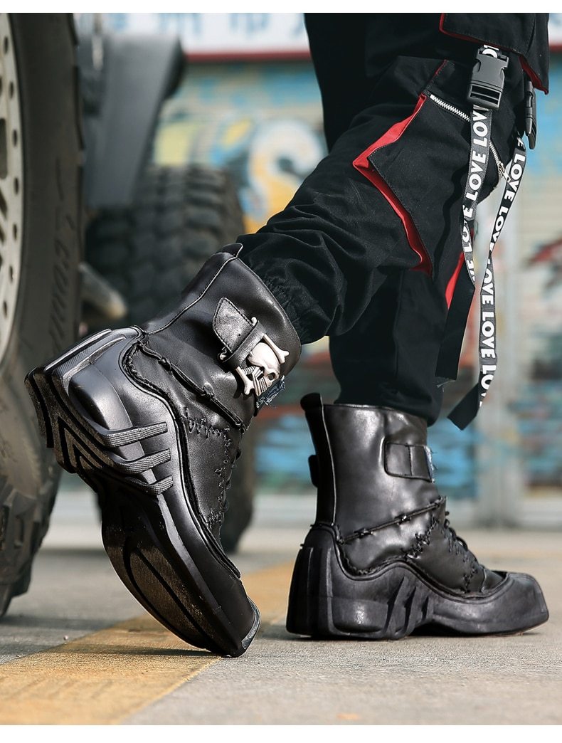 Handmade Leather Skull Boots | Skull Action