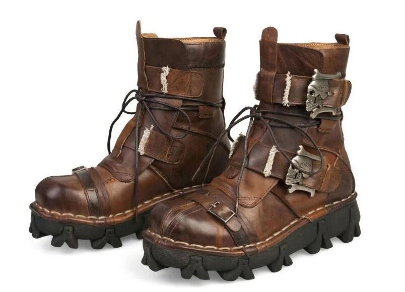 Leather Steampunk Boots | Skull Action