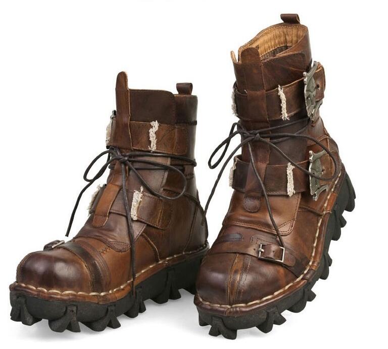 Leather Steampunk Boots | Skull Action