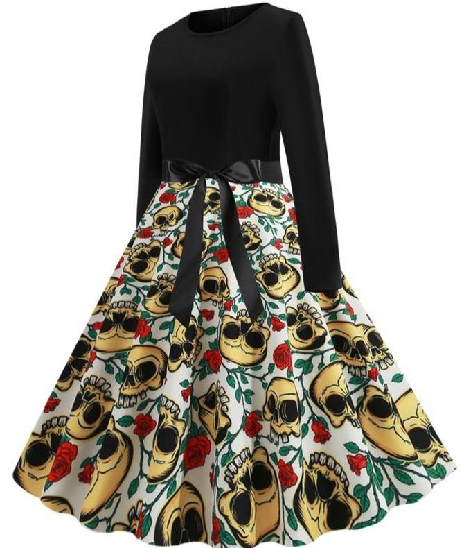 Long Sleeve Skull Dress | Skull Action