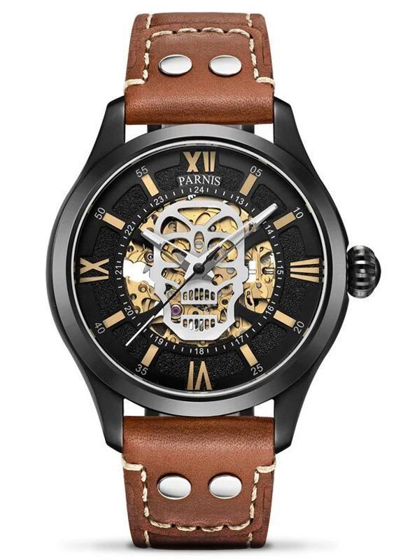 luxury skeleton watch mens
