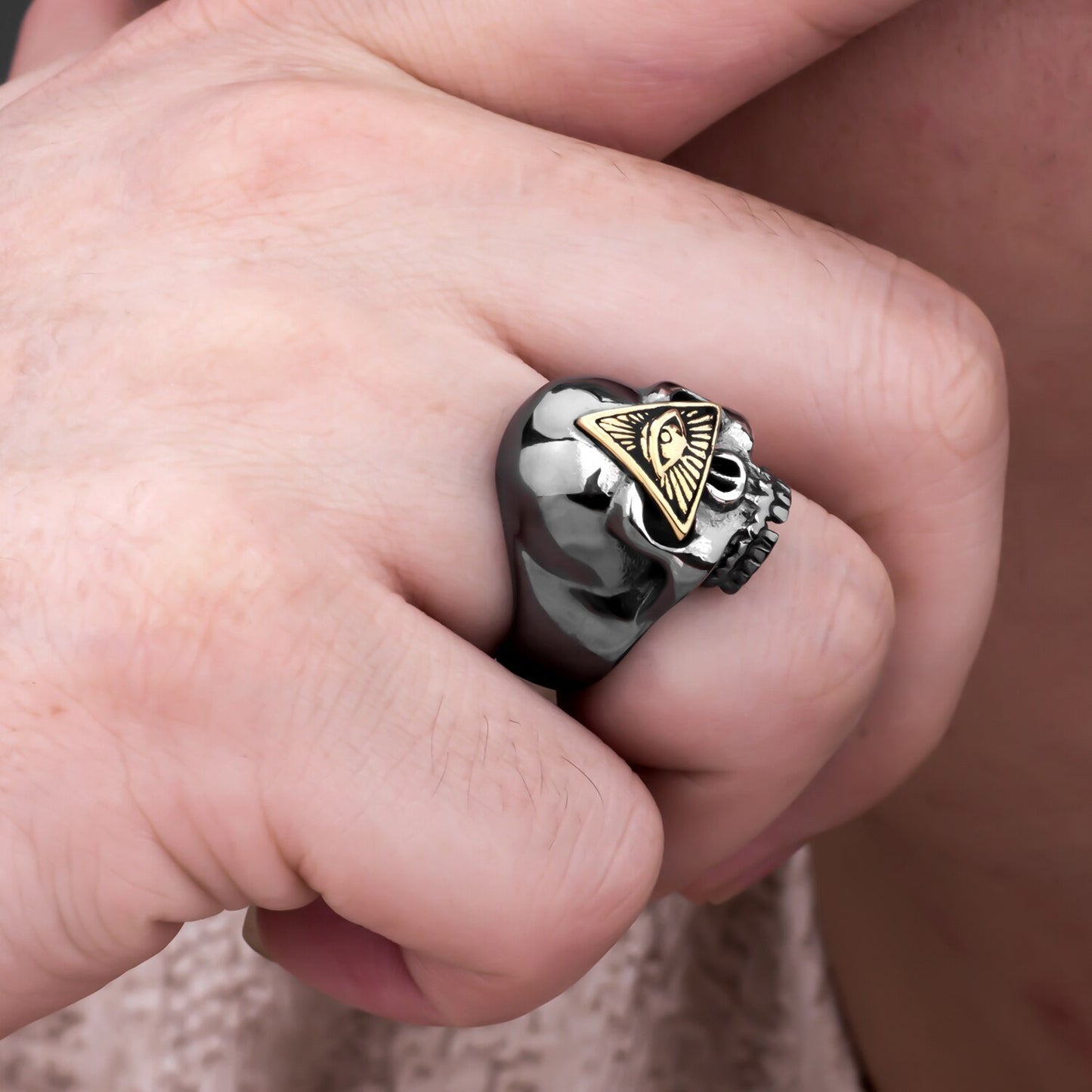 Masonic Ring Sterling Silver | Skull Action