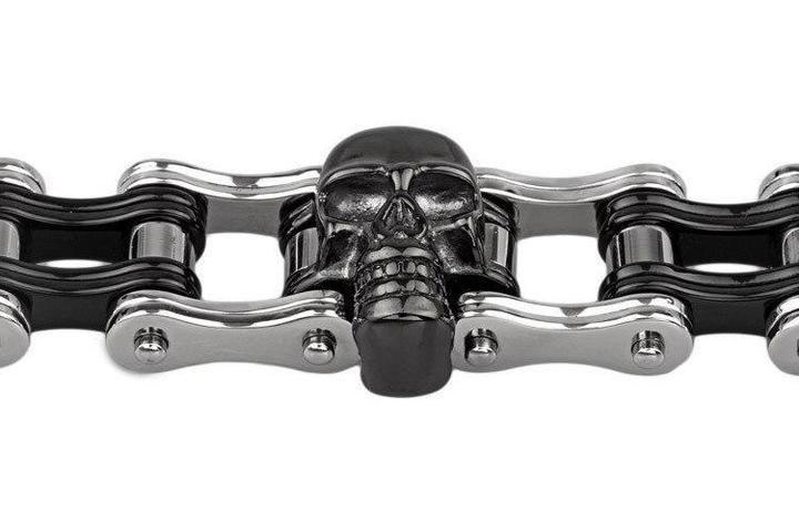 Mens Bike Chain Bracelet | Skull Action