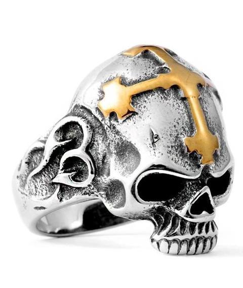 mens biker cross rings