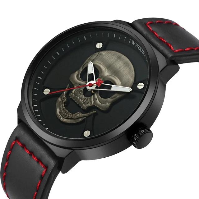 Mens Black Skeleton Watch | Skull Action