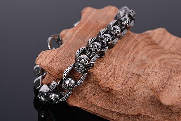 Mens Gothic Silver Bracelets | Skull Action