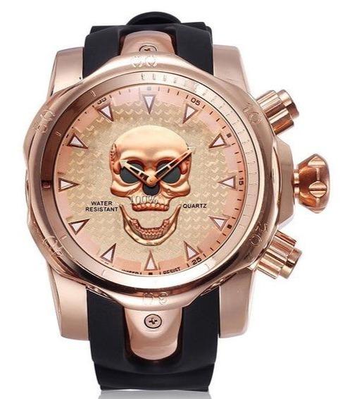 Mens Rose Gold Skeleton Watch