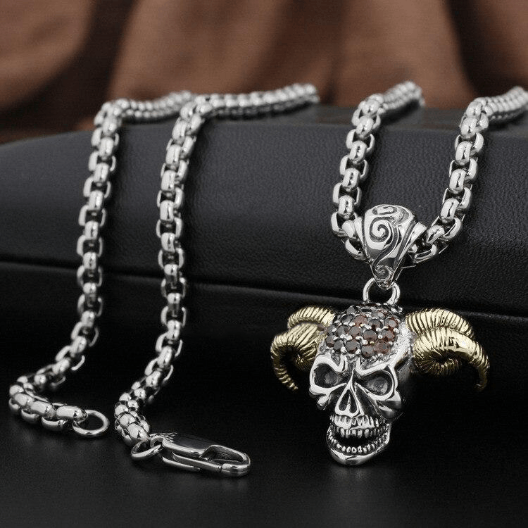 Mens Silver Skull Necklace | Skull Action