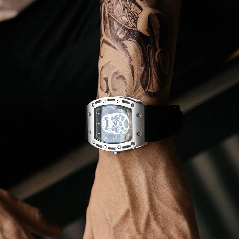Mens Skeleton Watch Rectangle