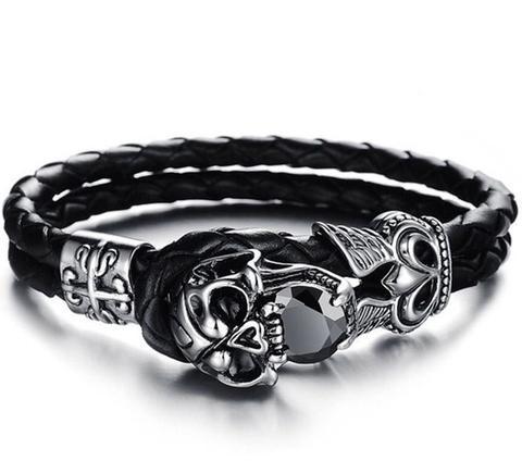 mens-leather-bracelet-with-skull