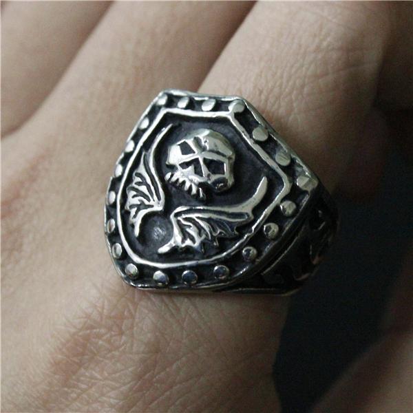 Mens Skull With Wings Ring | Skull Action