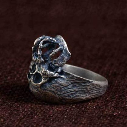 Mens Sterling Silver Biker Rings | Skull Action