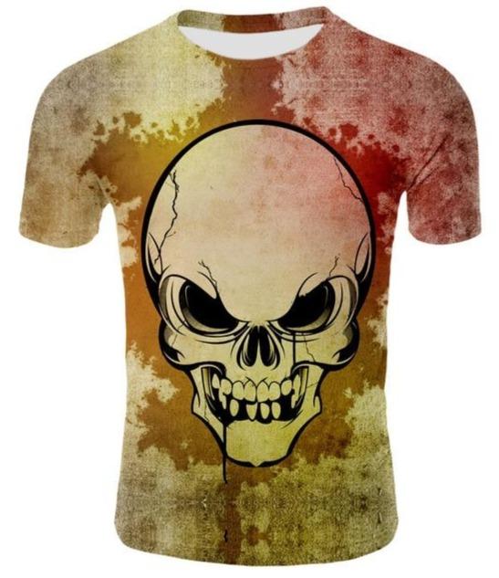 Mens Yellow Skull T Shirt