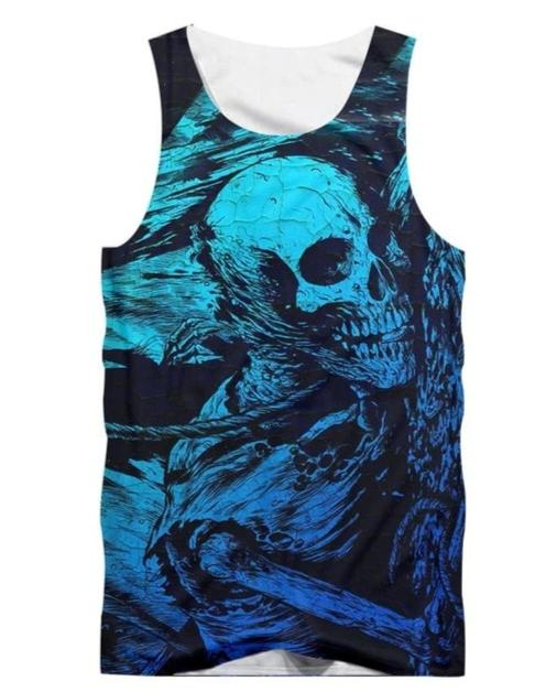 Blue Skull Tank Tops