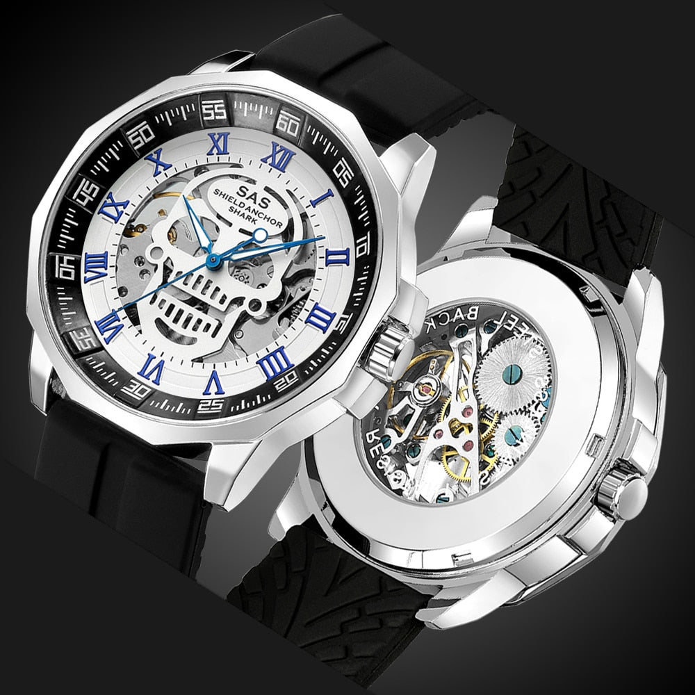 Mens Adjustable Skull Watch