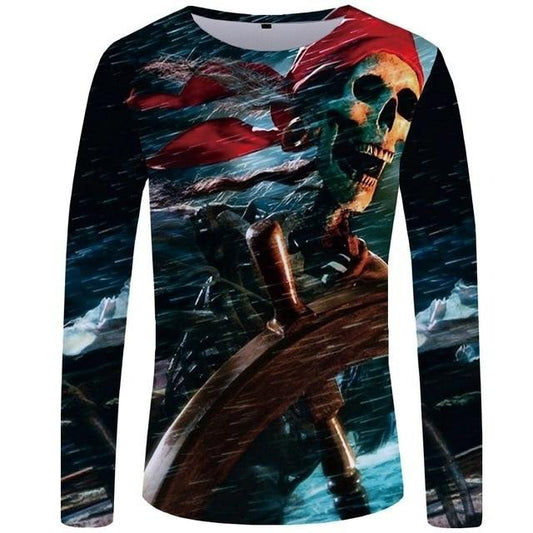 Skull and Crossbones Print Men's Long Sleeve Shirt