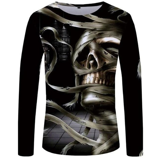 Long Sleeve Aged Skull Shirt Mens
