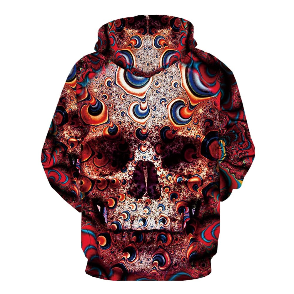 Red Hoodie Skull Face For Men