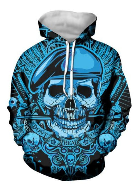 Thin Blue Line Skull Hoodie