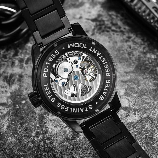 Mens Black Skull Watch