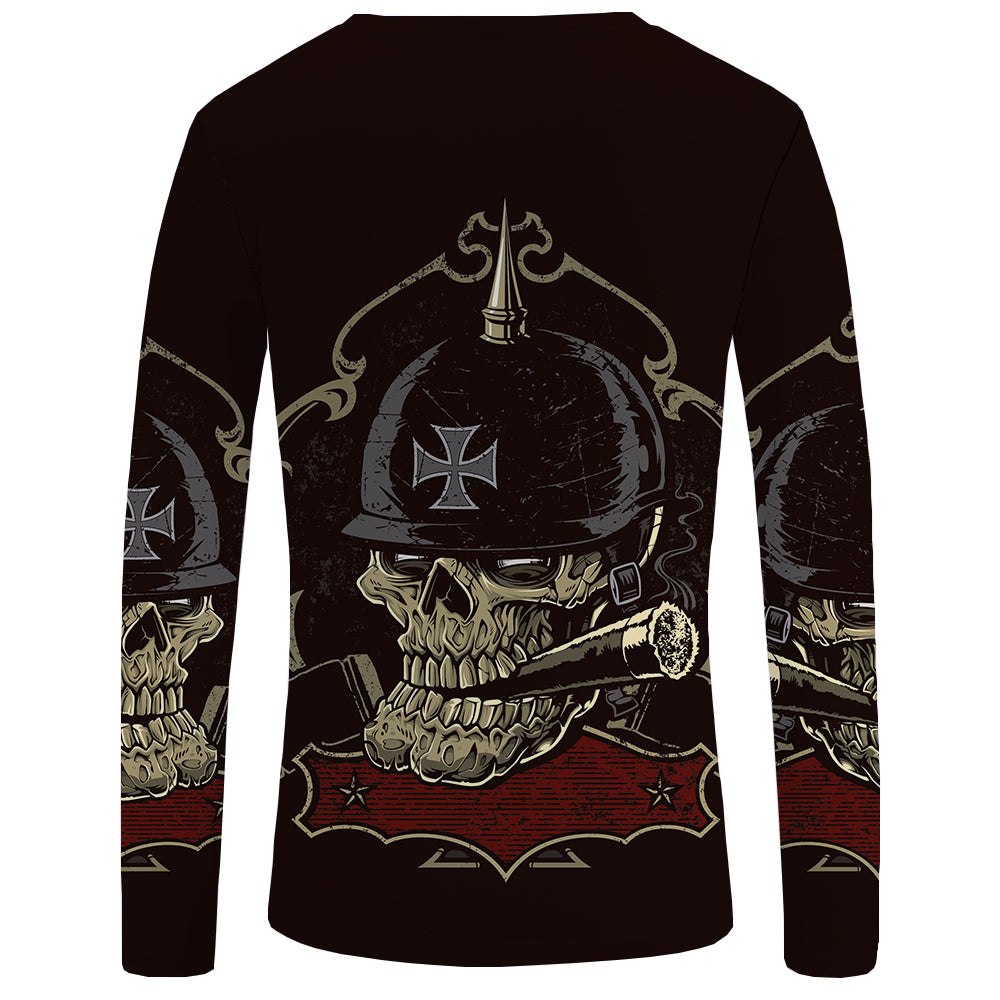Angry Smoker Skull <br> Long Sleeve Shirt
