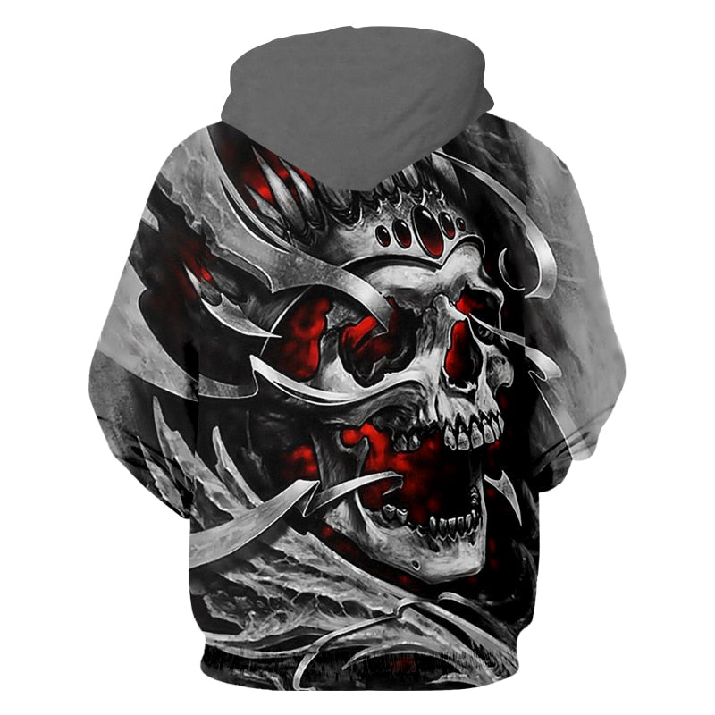Crazy Skull Hoodies gray