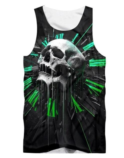 Green Skull Tank Tops