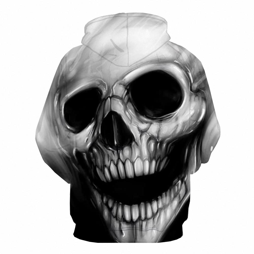 Grey Skull Hoodie white