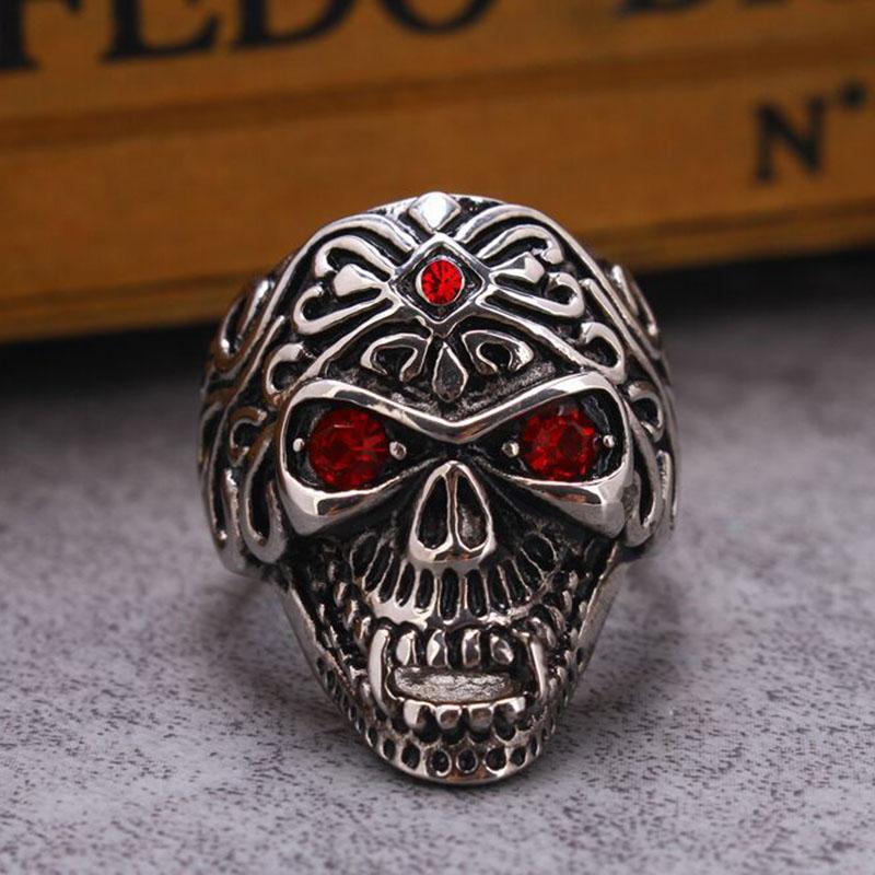 Red Ruby Eye Skull Ring | Skull Action