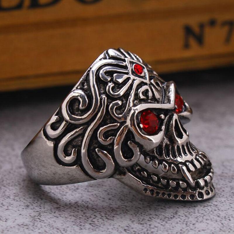 Red Ruby Eye Skull Ring | Skull Action